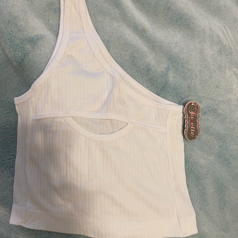 white one shoulder crop top